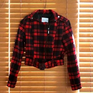 dELiA*s moto bomber plaid jacket